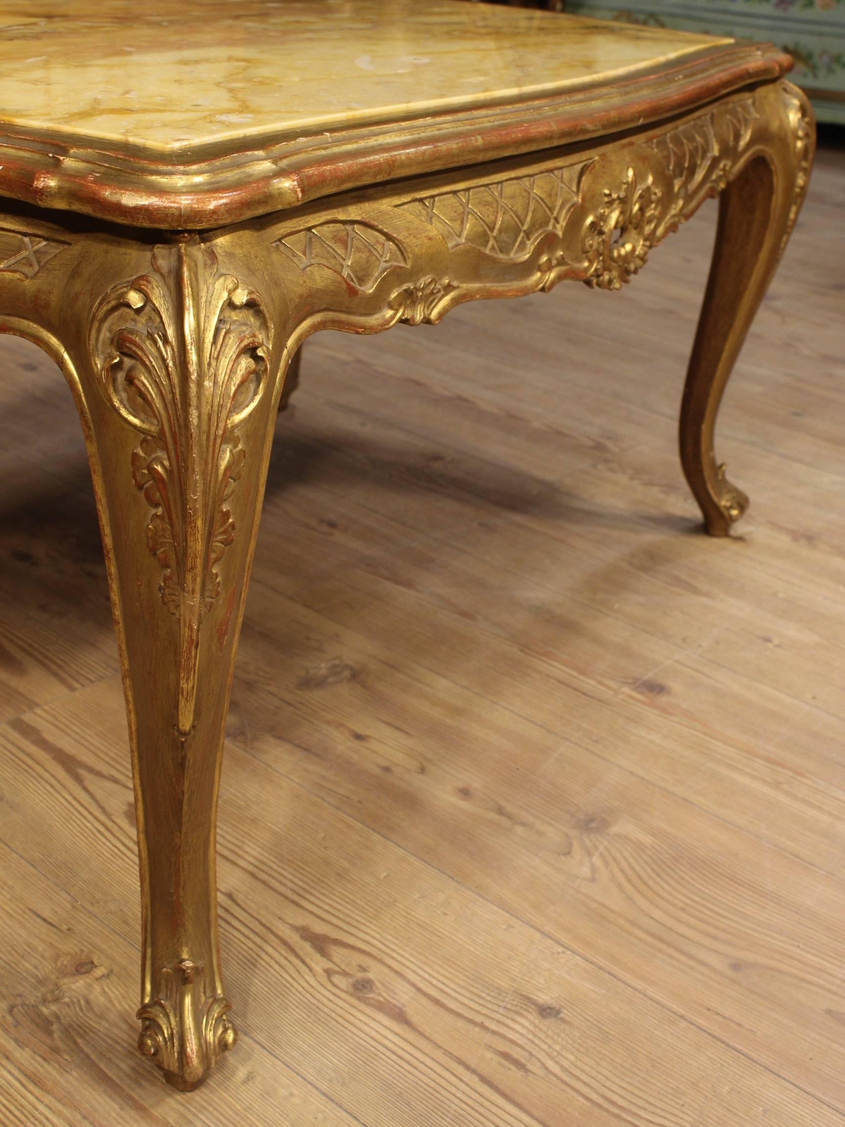 20th Century Italian Golden Coffee Table with Marble Top 4