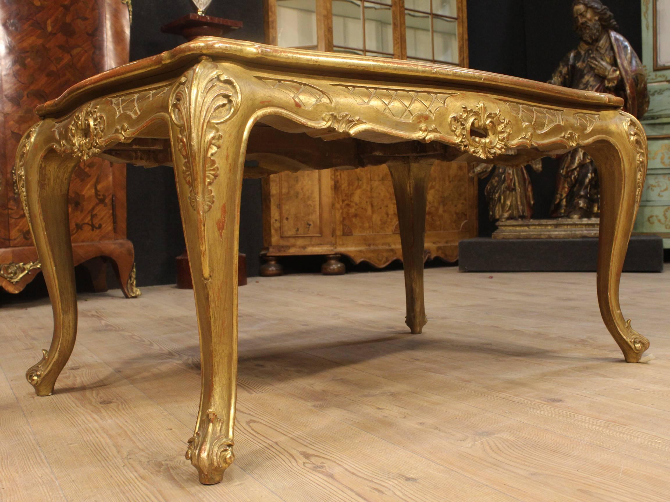 20th Century Italian Golden Coffee Table with Marble Top 5