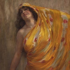 Oil painting on canvas, signed by A. Mazza, 1912; portrait of an Oriental woman.