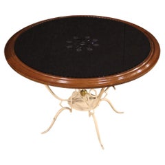 20th-Century Metal and Glass French-Design Round Coffee Table, 1960