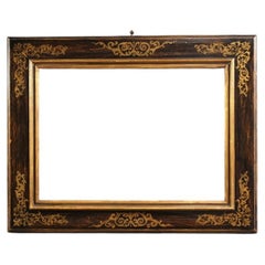 Tuscan carved, painted, and gilded wooden frame, 20th century, mirror painting