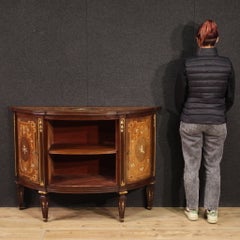 20th Century Inlaid Wood Italian Louis XVI Style Half Moon Sideboard, 1950s