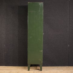 Italian green lacquered metal cabinet, industrial design, 20th century.