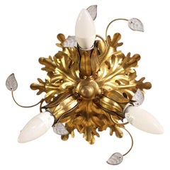 1980s Banci Florence Florentine-style ceiling light/wall sconce, metal and glass