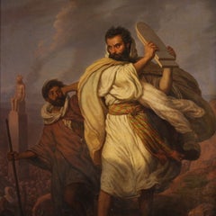 Painting of Moses, signed by Focosi and dated 1852; oil on canvas.