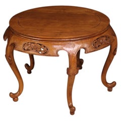 20th-century Chinese round side table, carved from exotic wood, 1960s