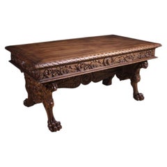 Great Tuscan table, 1950, Renaissance-style carved wooden piece of furniture