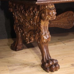 Great Tuscan table, 1950, Renaissance-style carved wooden piece of furniture