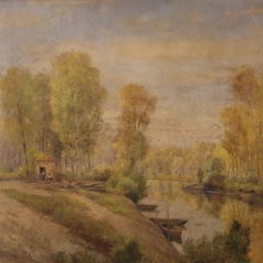 20th Century Oil on Masonite Italian Landscape Painting Signed A. Corradi, 1950