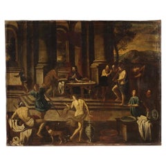 17th century Oil on Canvas Italian Biblical Painting Herod's Banquet, 1650