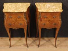 20th Century Pair of French Inlaid Bedside Tables