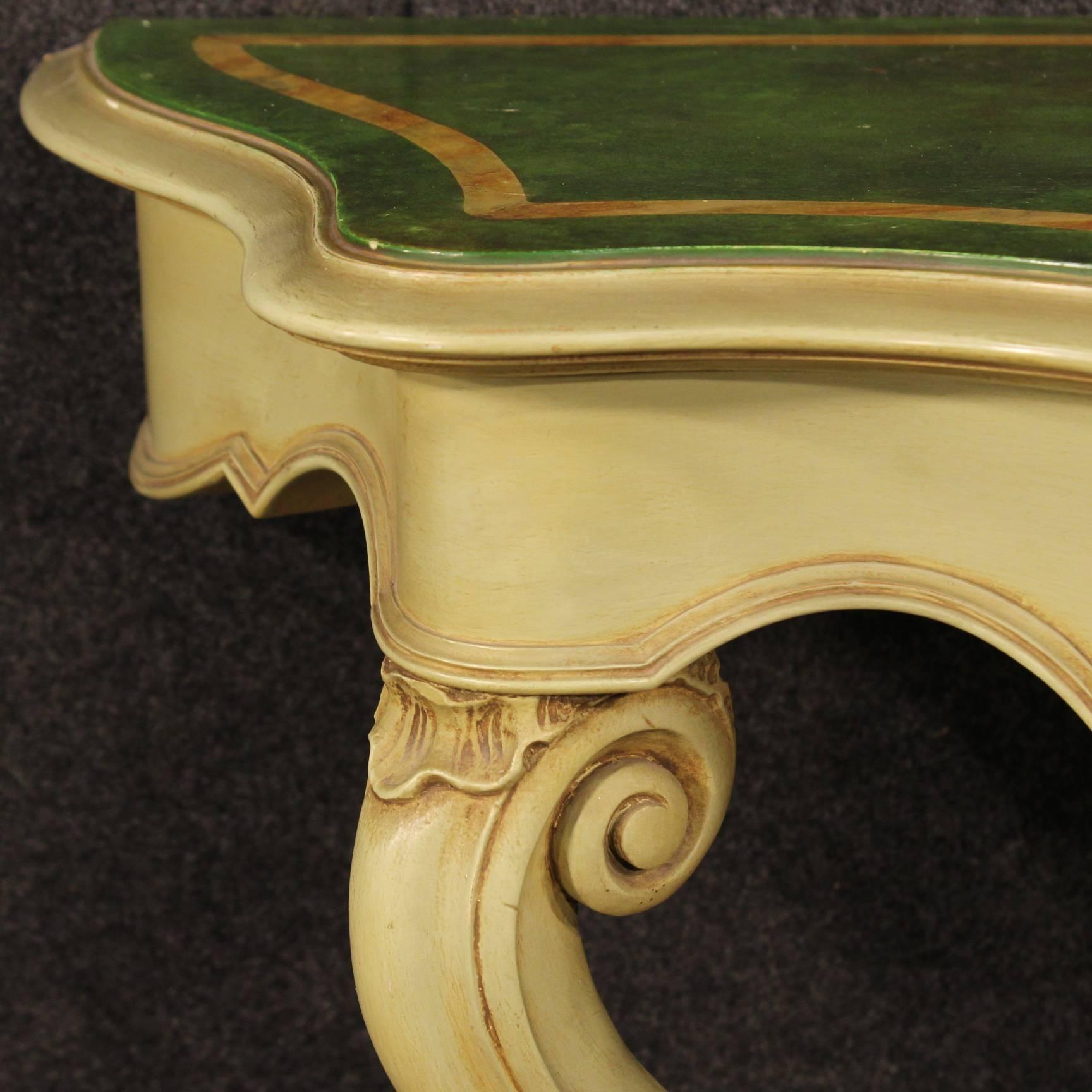 Italian 20th Century Venetian Lacquered and Painted Console Table