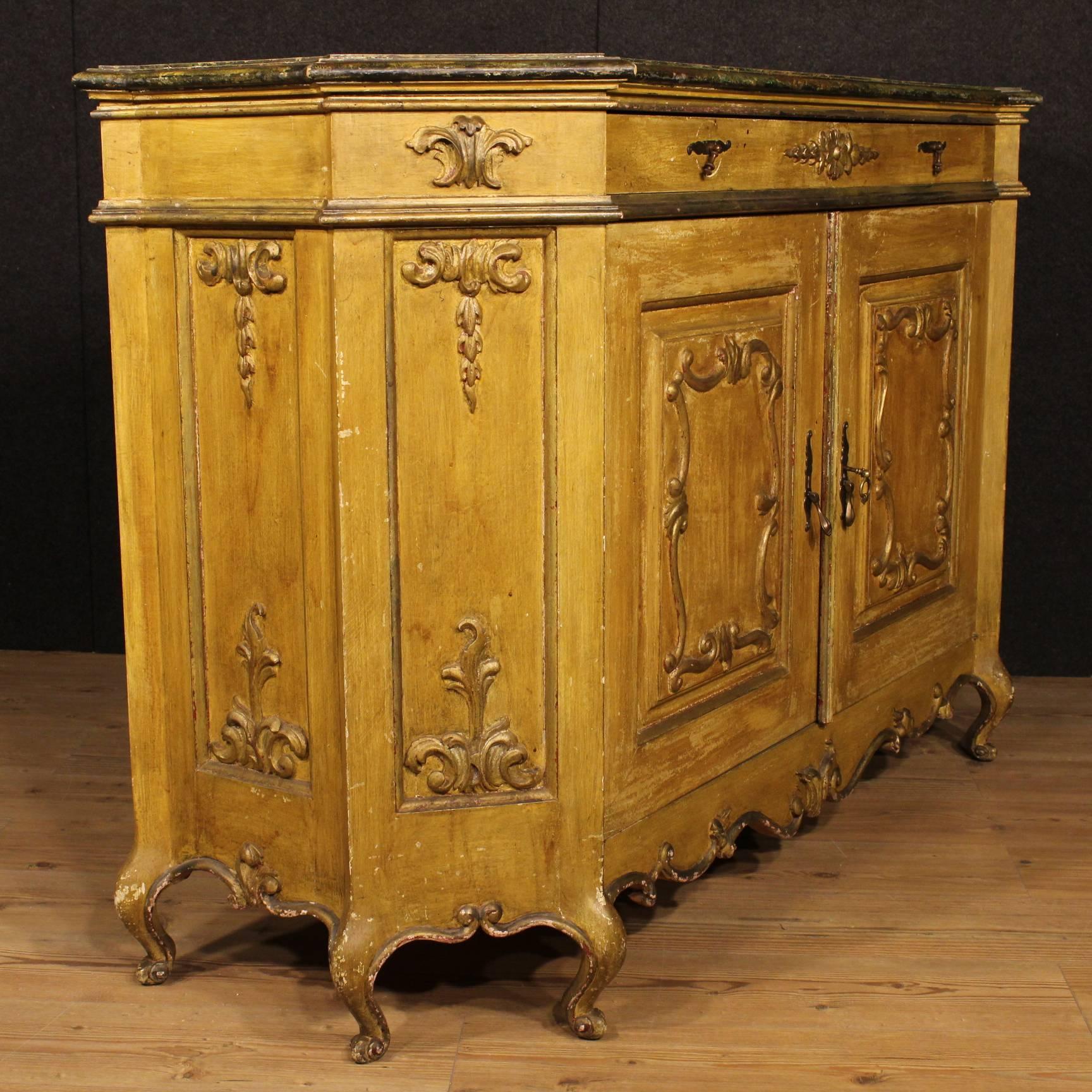 Italian 20th Century Venetian Lacquered and Gilded Sideboard
