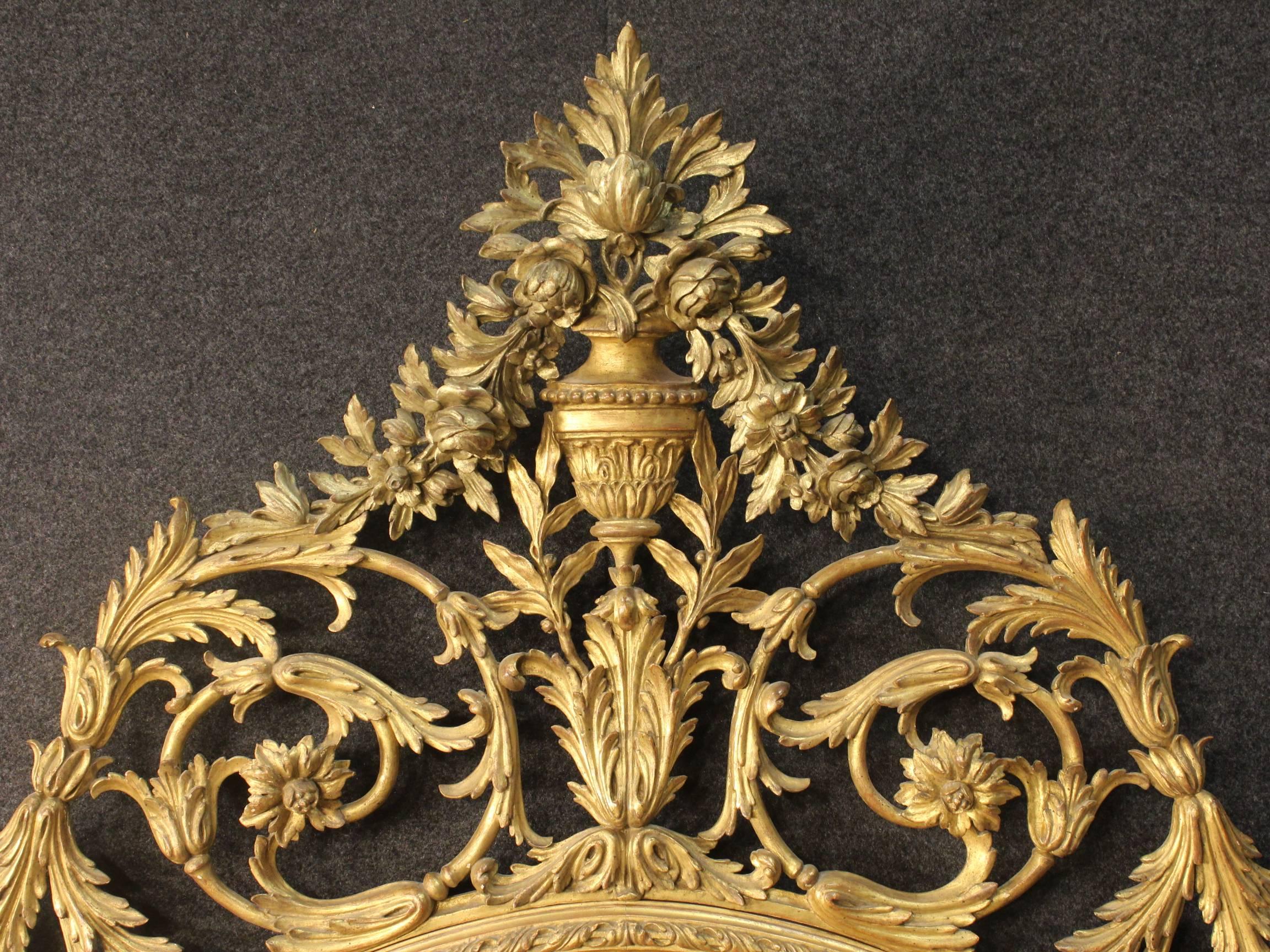 Gilt 20th Century Italian Golden Mirror in Louis XVI Style