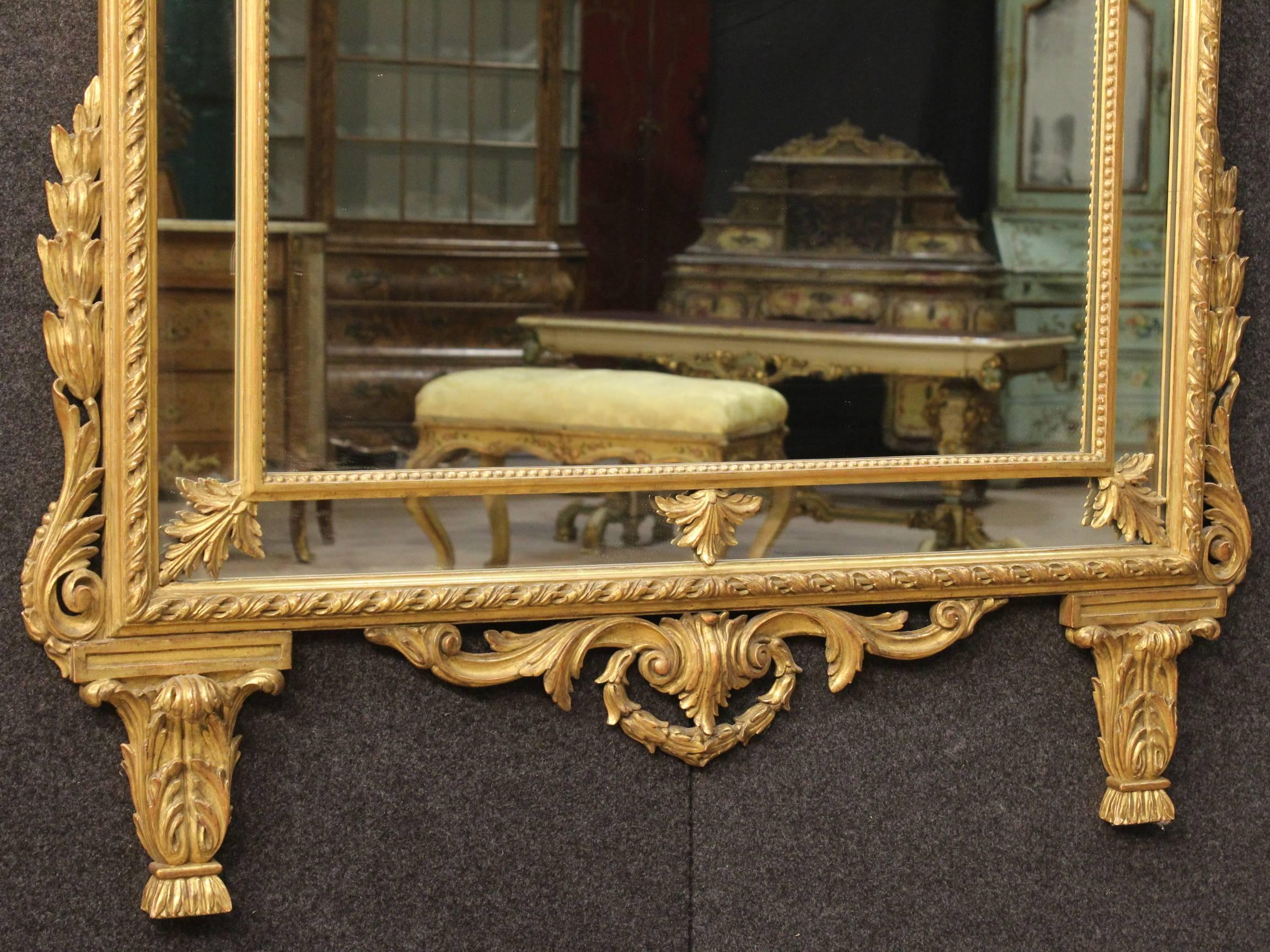 20th Century Italian Golden Mirror in Louis XVI Style 1