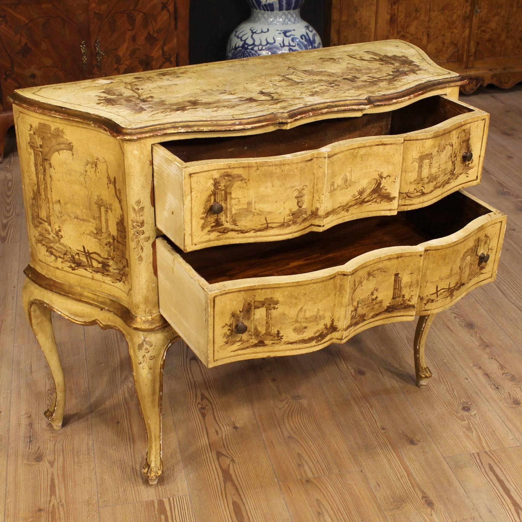 20th Century Venetian Lacquered, Painted and Gilded Dresser 4