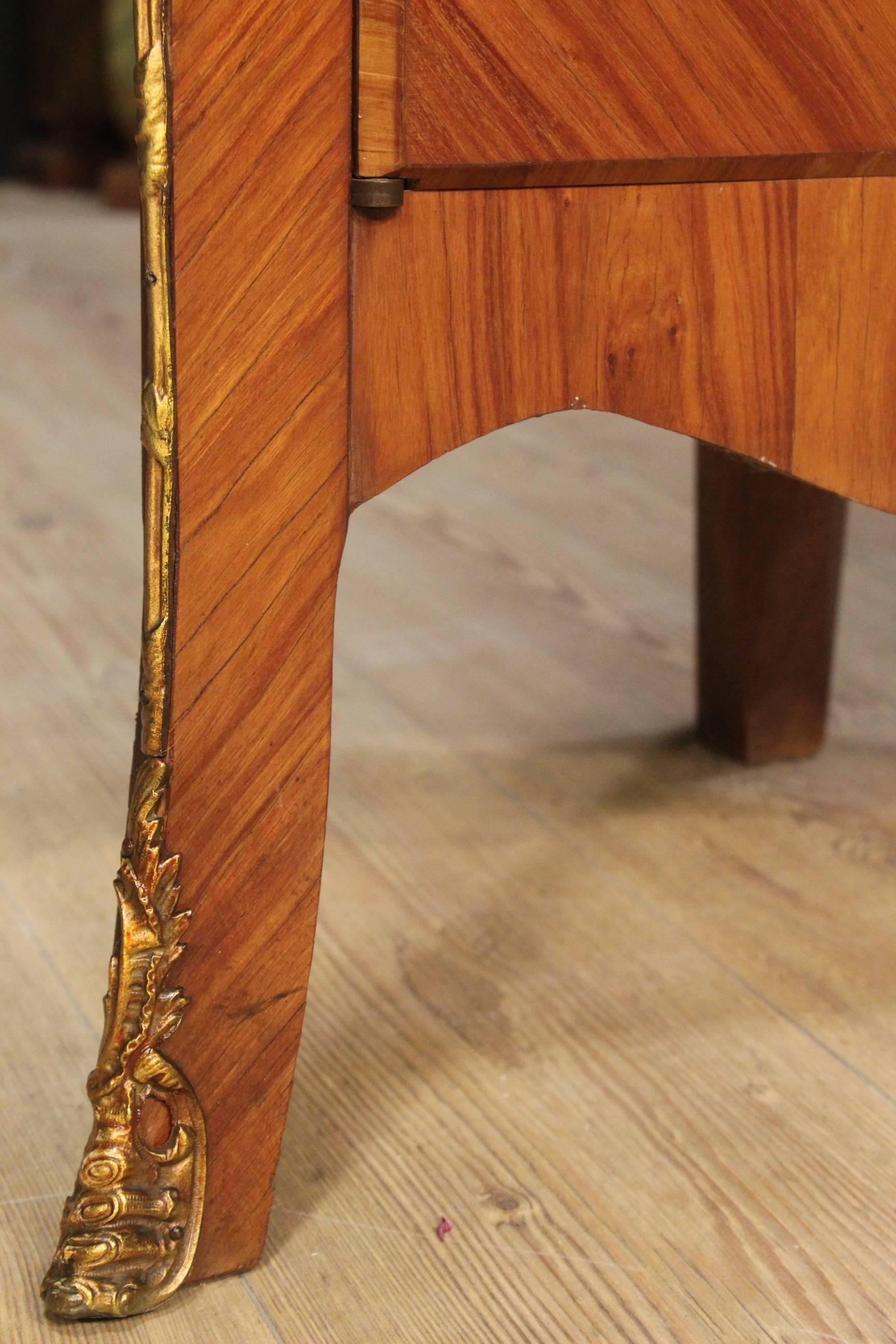 20th Century French Corner Cupboard Decorated with Gilded Bronzes 2