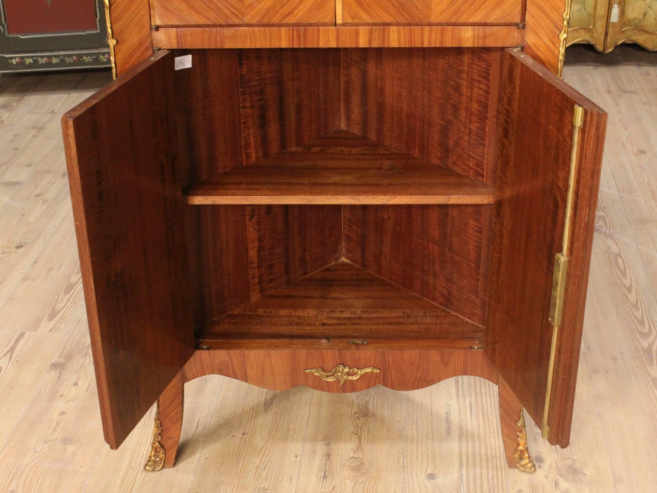 20th Century French Corner Cupboard Decorated with Gilded Bronzes 5