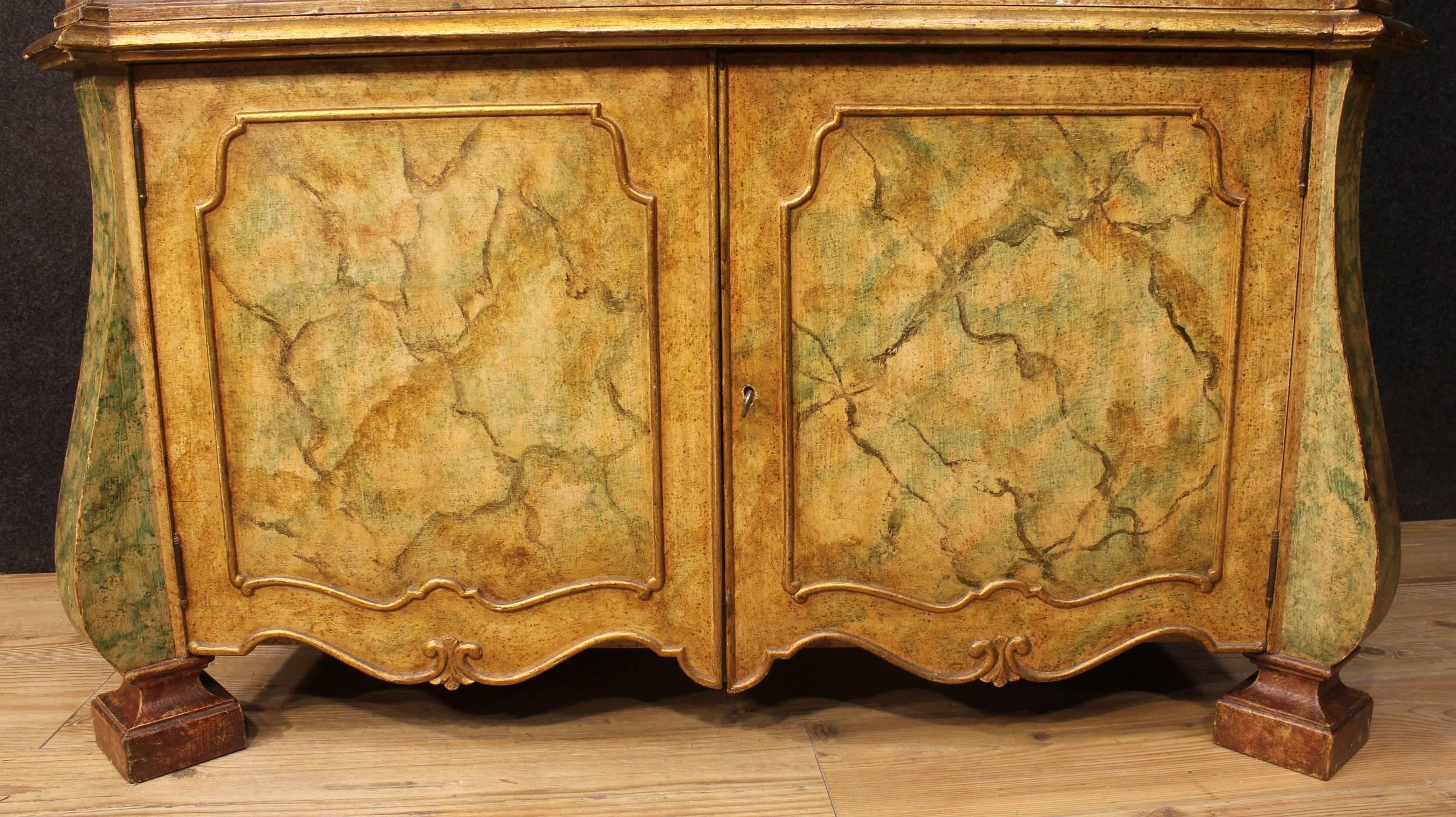 20th Century French Wardrobe in Lacquered Faux Marble Wood 2