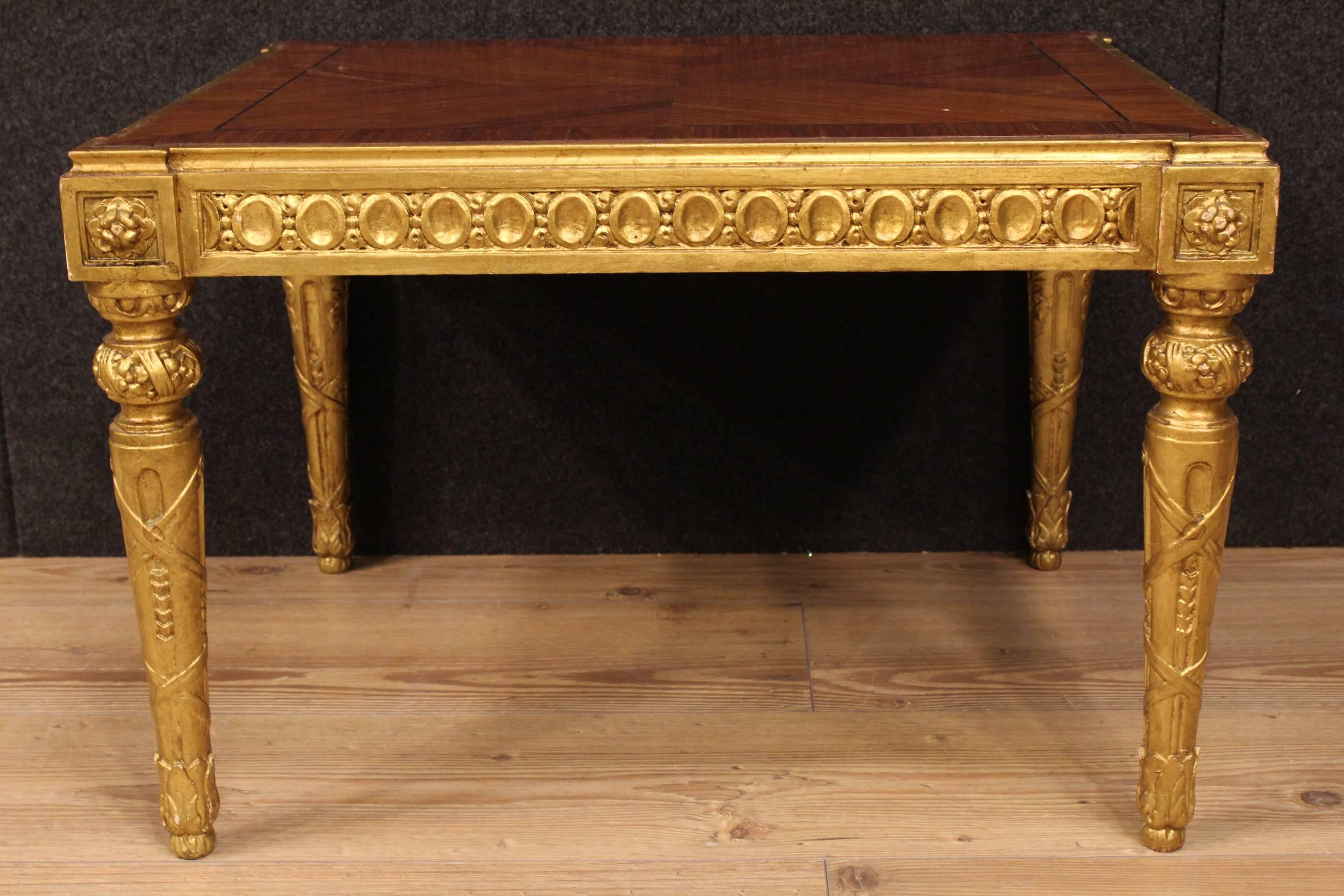Rosewood 20th Century Pair of Italian Golden Coffee Table in Louis XVI Style