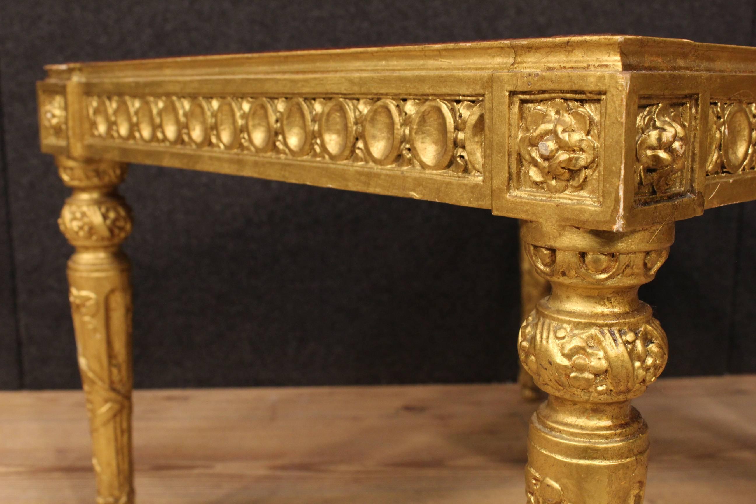 20th Century Pair of Italian Golden Coffee Table in Louis XVI Style 2