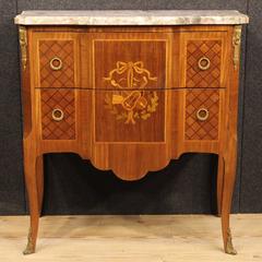 20th Century Small French Inlaid Dresser with Marble Top