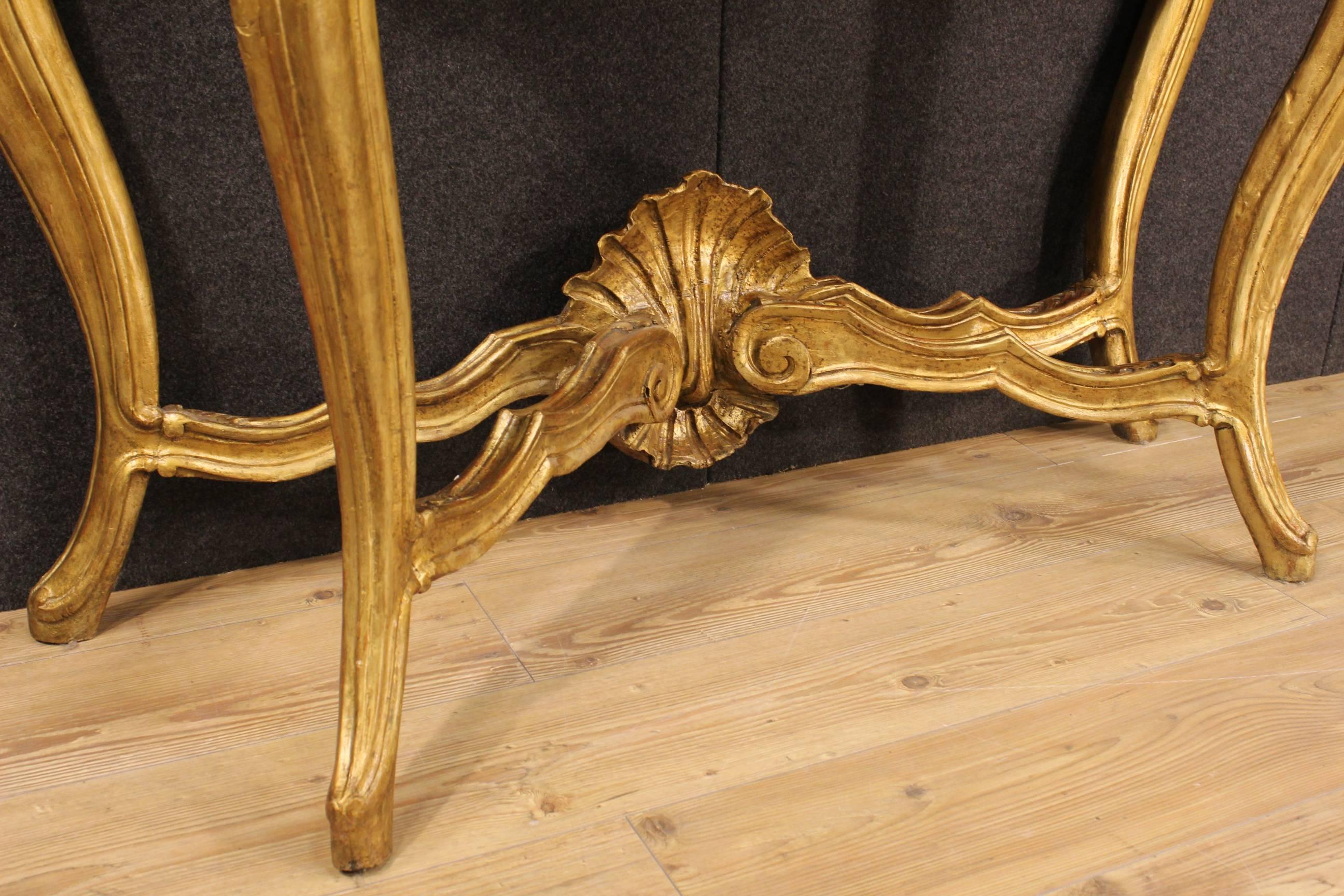 20th Century French Console Table in Golden and Lacquered Wood In Good Condition In Vicoforte, Piedmont