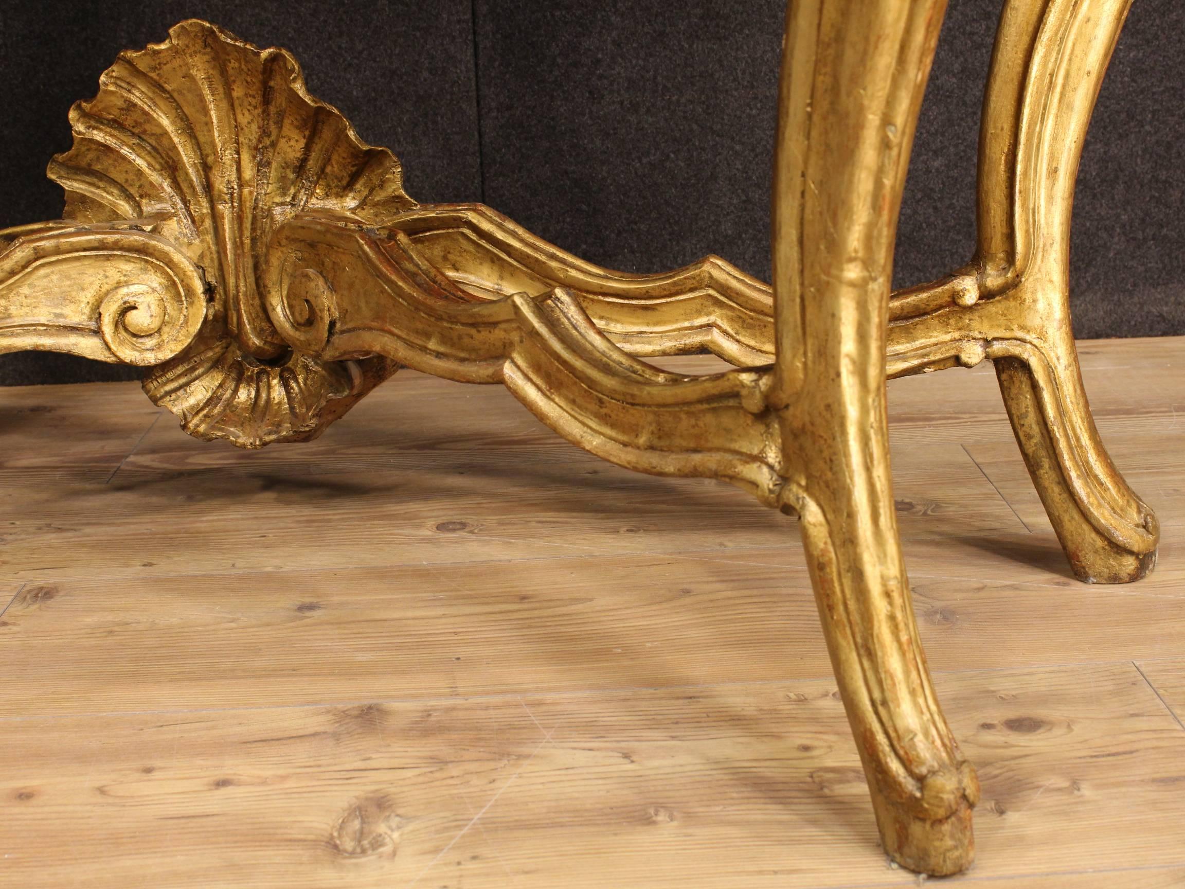 20th Century French Console Table in Golden and Lacquered Wood 4