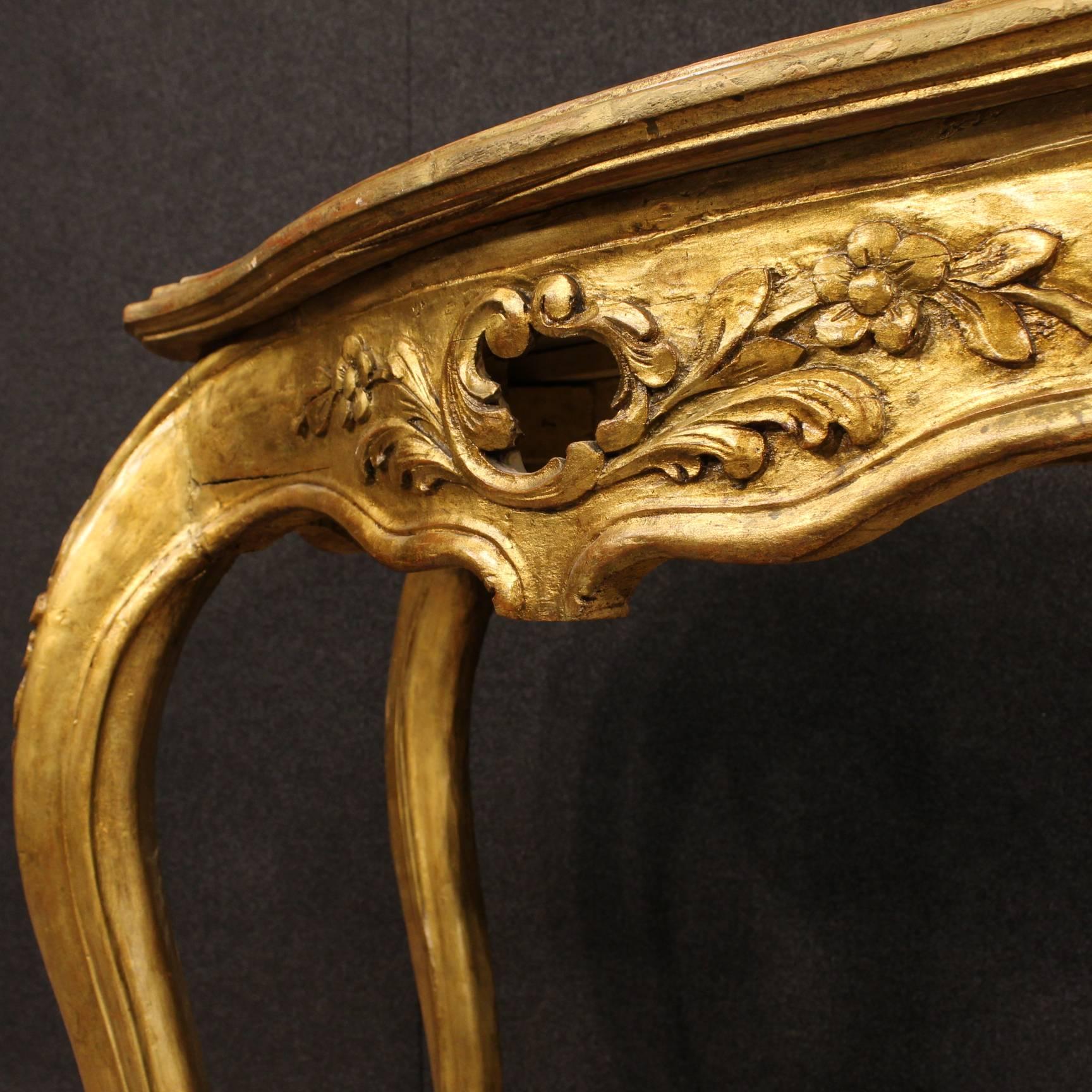 20th Century French Console Table in Golden and Lacquered Wood 5