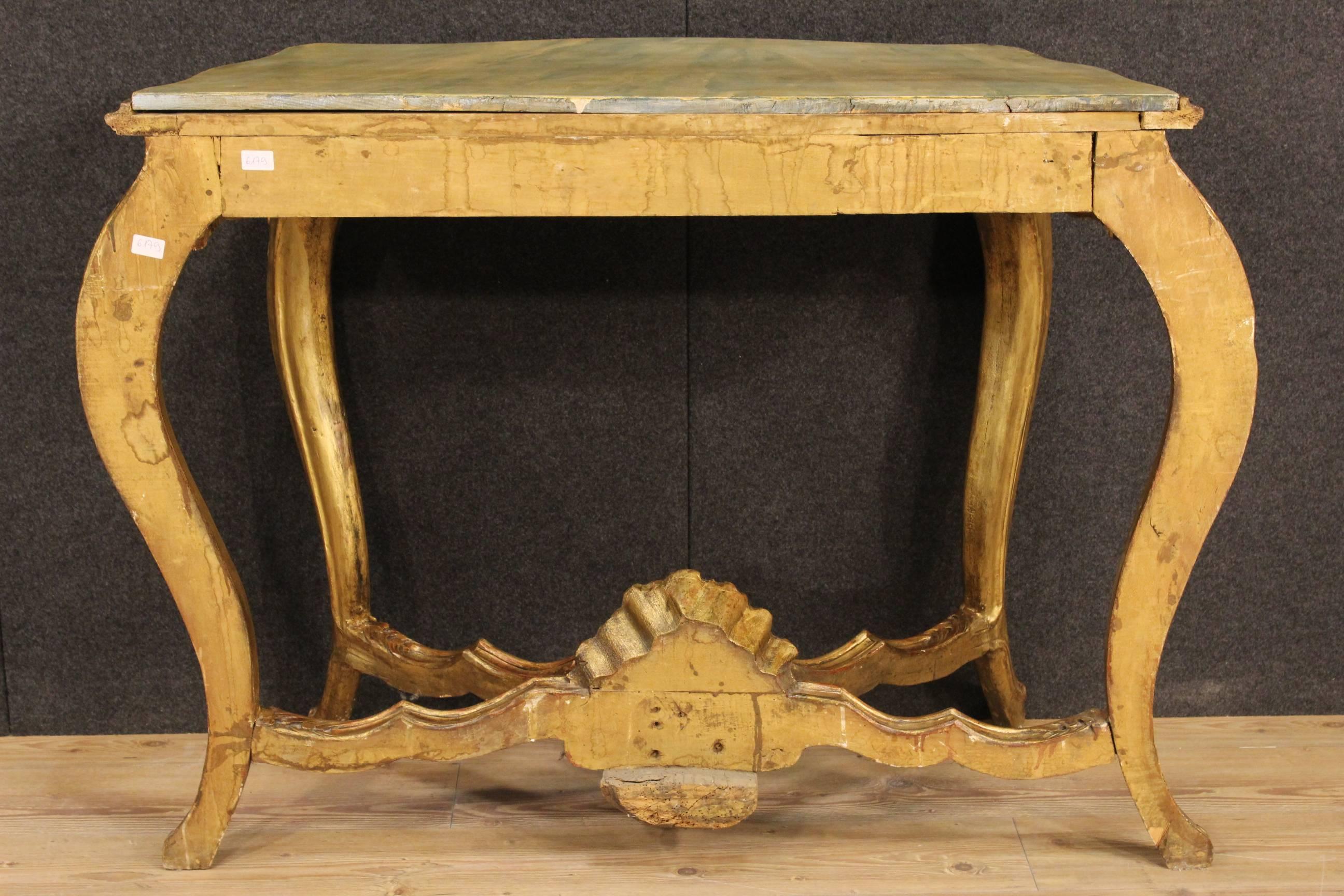 20th Century French Console Table in Golden and Lacquered Wood 6