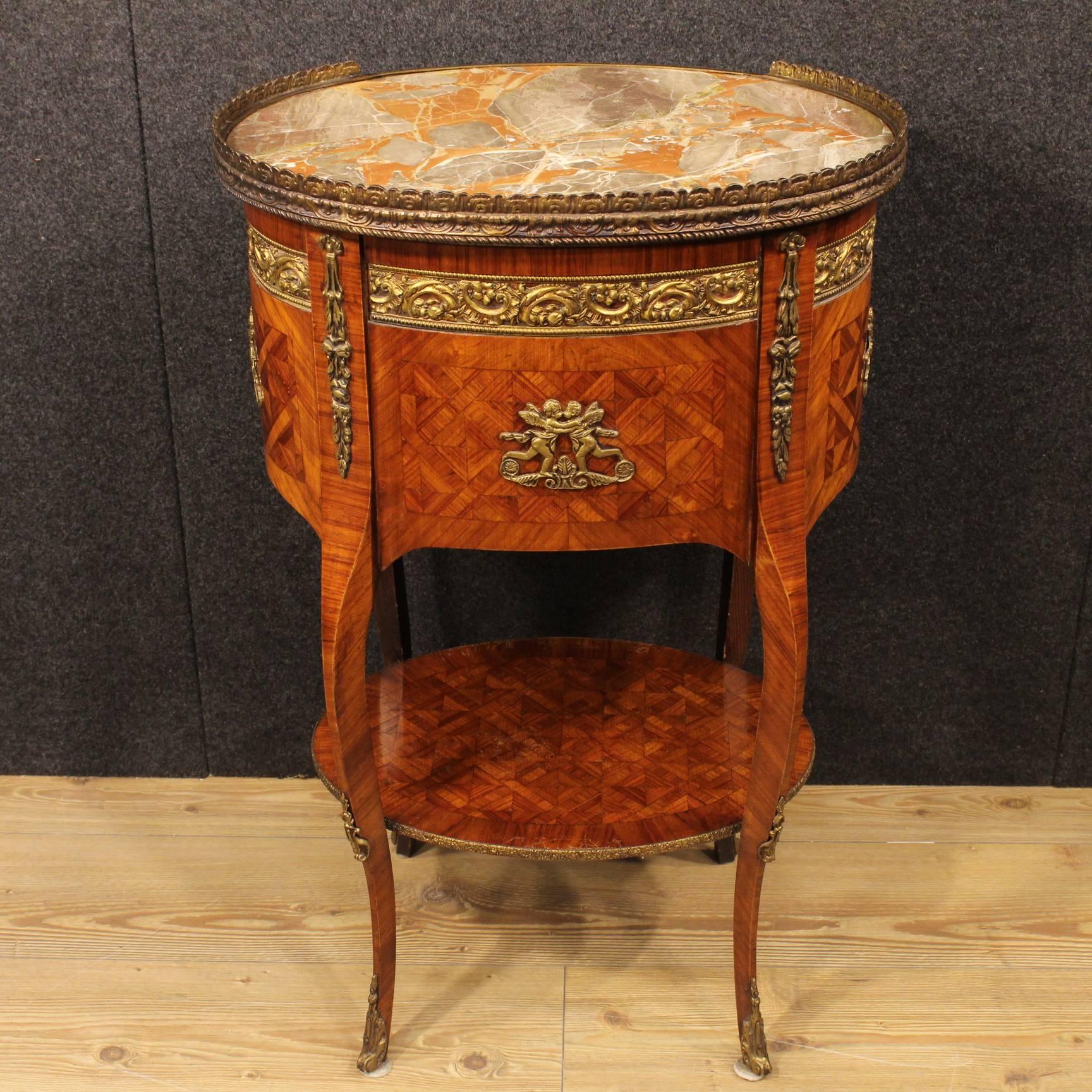 20th Century French Inlaid Nightstand in Rosewood With Marble Top 2