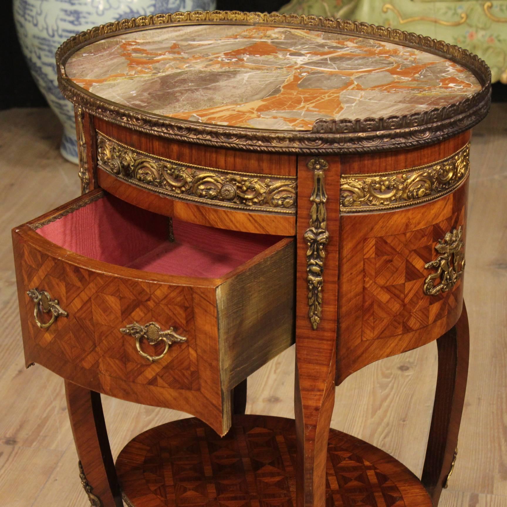 20th Century French Inlaid Nightstand in Rosewood With Marble Top 5