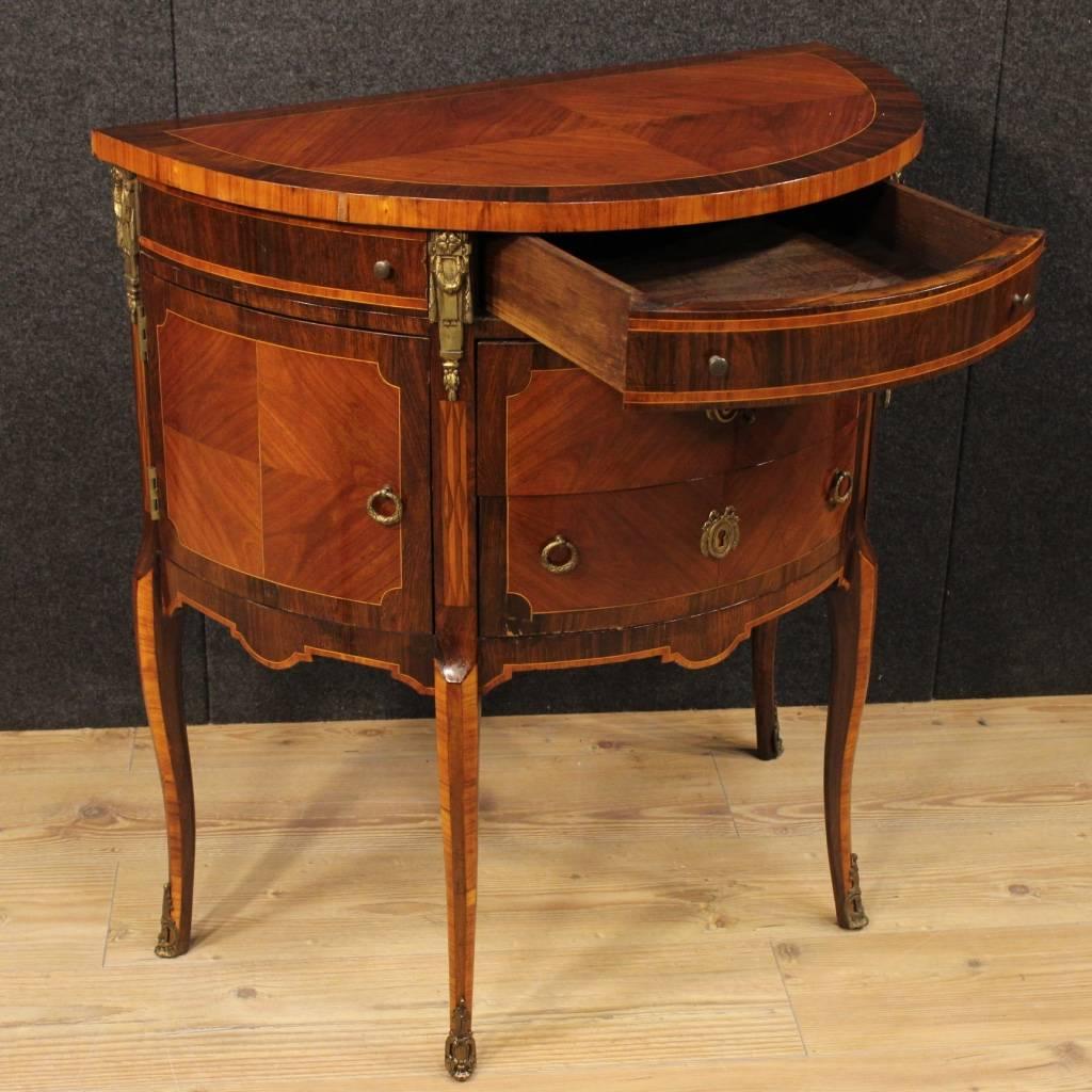 Rosewood 20th Century French Demi Lune Dresser