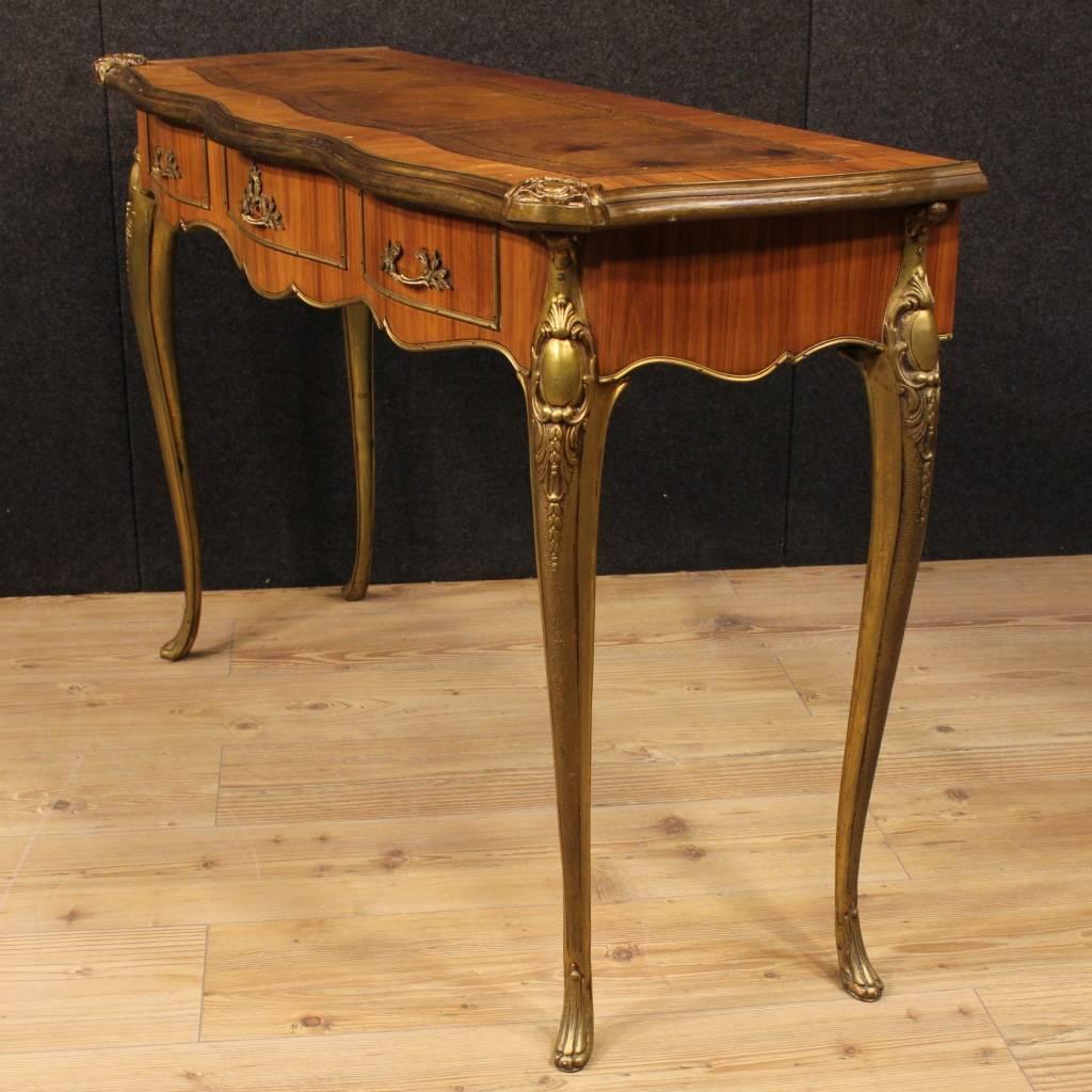 French Console Table in Rosewood With Gilt Bronzes From 20th Century 1