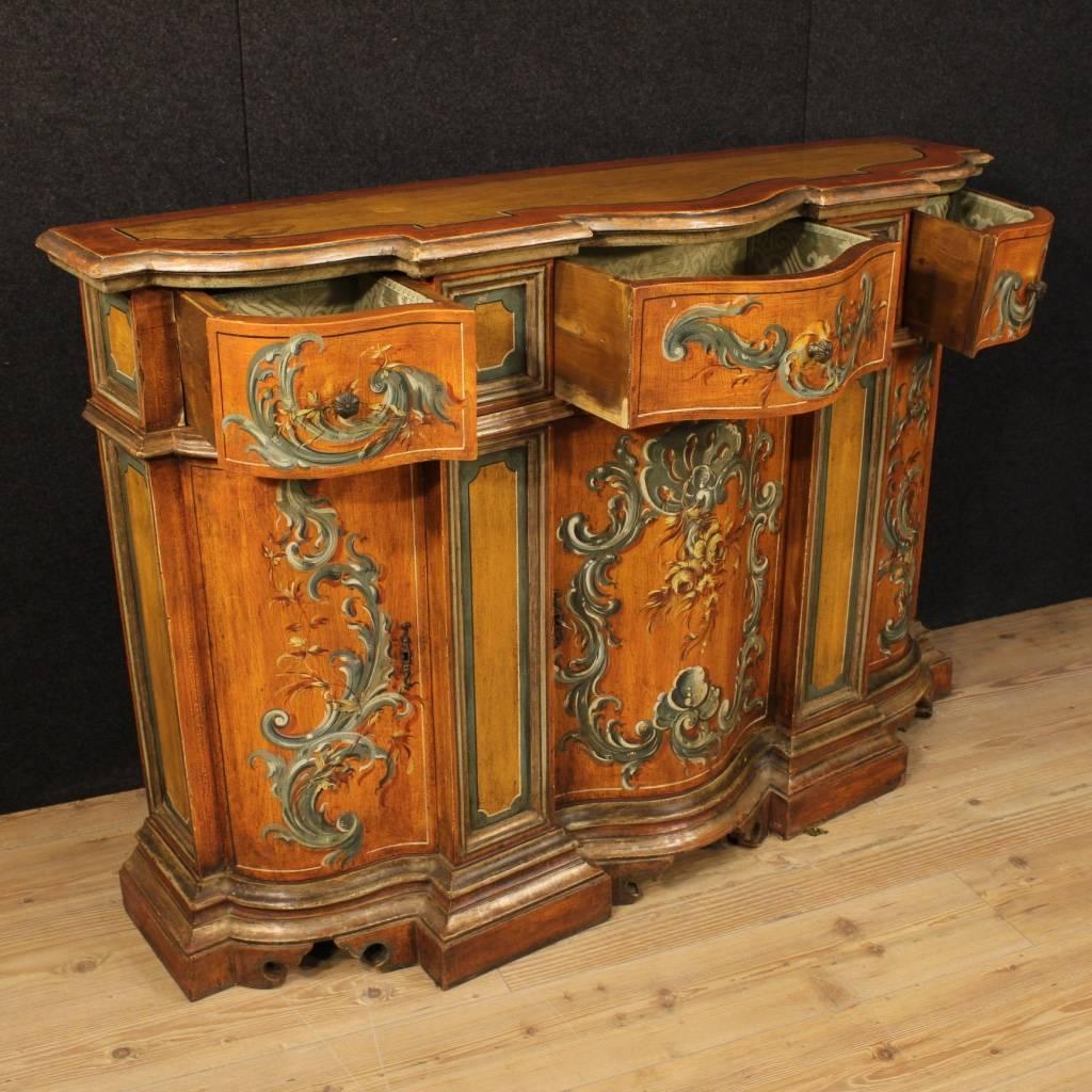 20th Century, Venetian Lacquered and Painted Sideboard 2