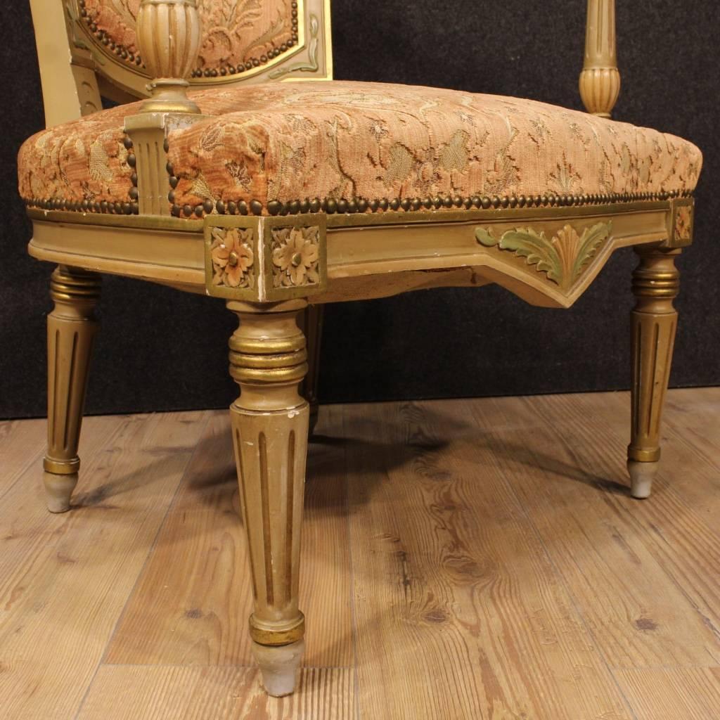 20th Century Venetian Lacquered and Gilded Armchair 1