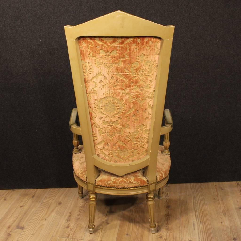 20th Century Venetian Lacquered and Gilded Armchair 3