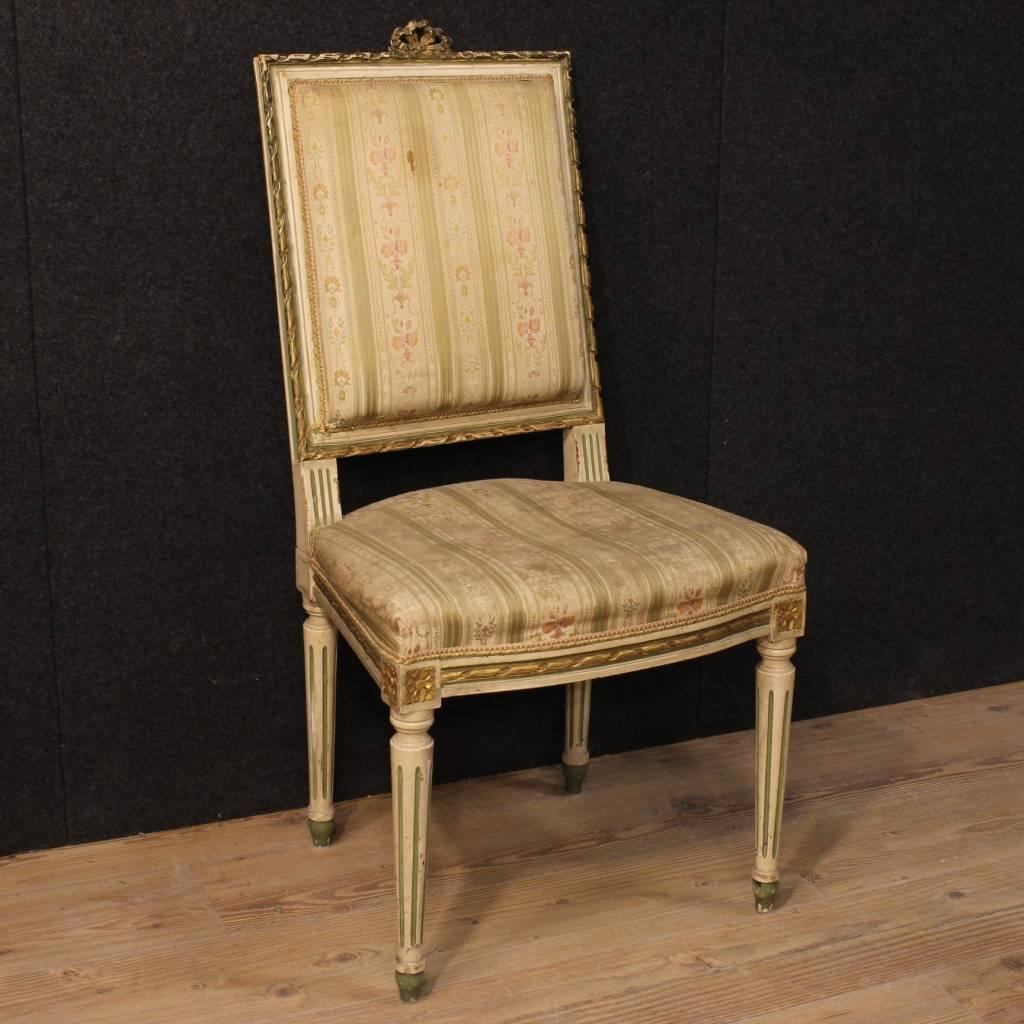 Gilt 20th Century Group of Eight Italian Lacquered Chairs