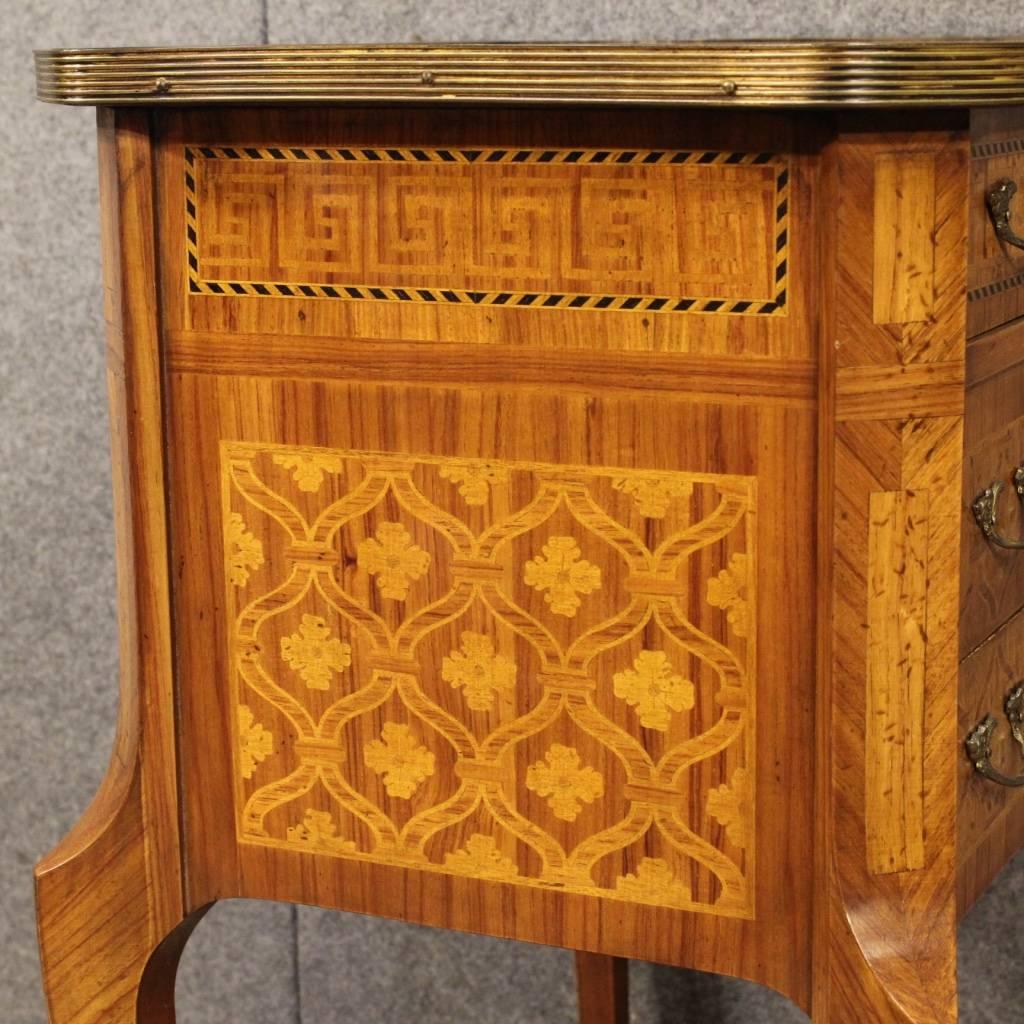 20th Century French Inlaid Nightstand with Gilded Bronzes 3