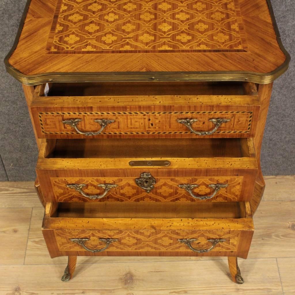 20th Century French Inlaid Nightstand with Gilded Bronzes 4