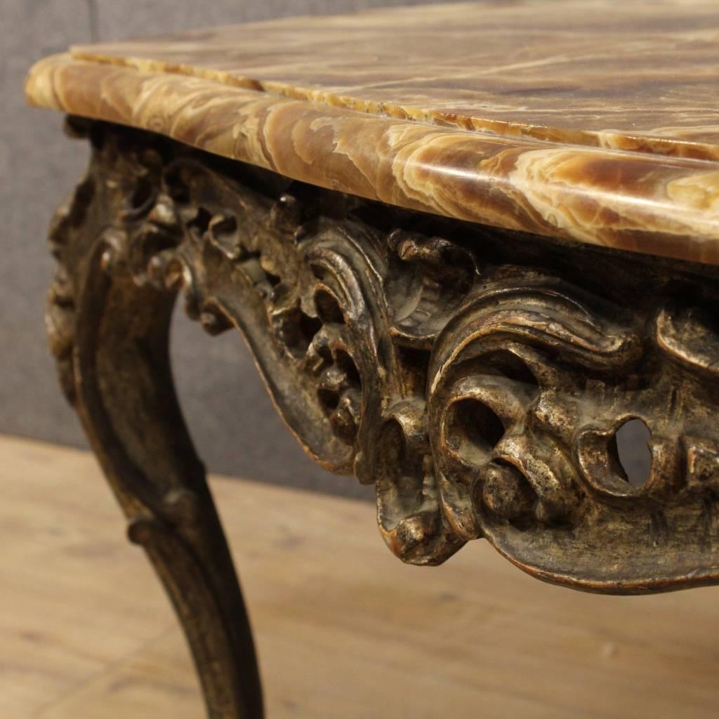 20th Century French Lacquered Coffee Table with Marble Top In Good Condition In Vicoforte, Piedmont