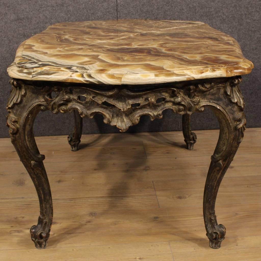 20th Century French Lacquered Coffee Table with Marble Top 3