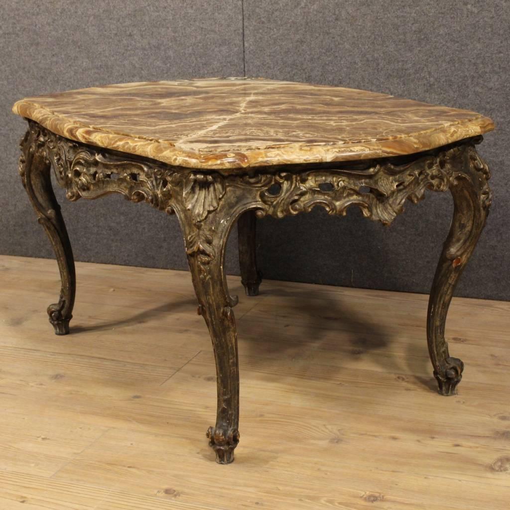 20th Century French Lacquered Coffee Table with Marble Top 6