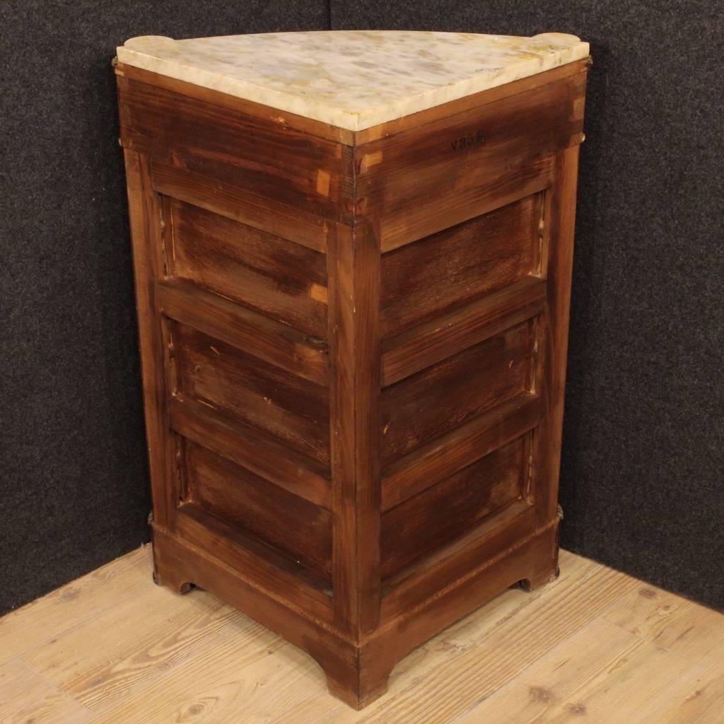 20th Century French Inlaid Corner Cupboard with Marble Top 4