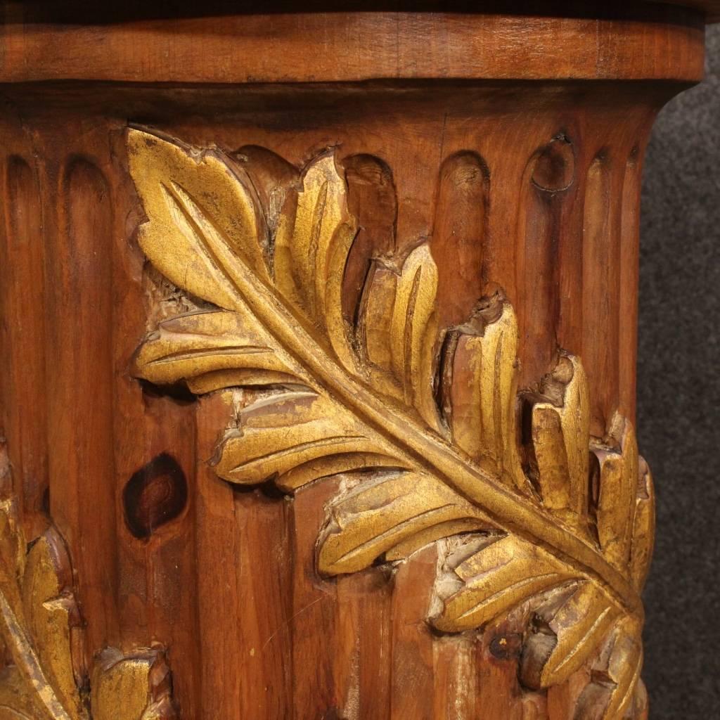 Wood 20th Century Italian Lacquered and Gilt Column