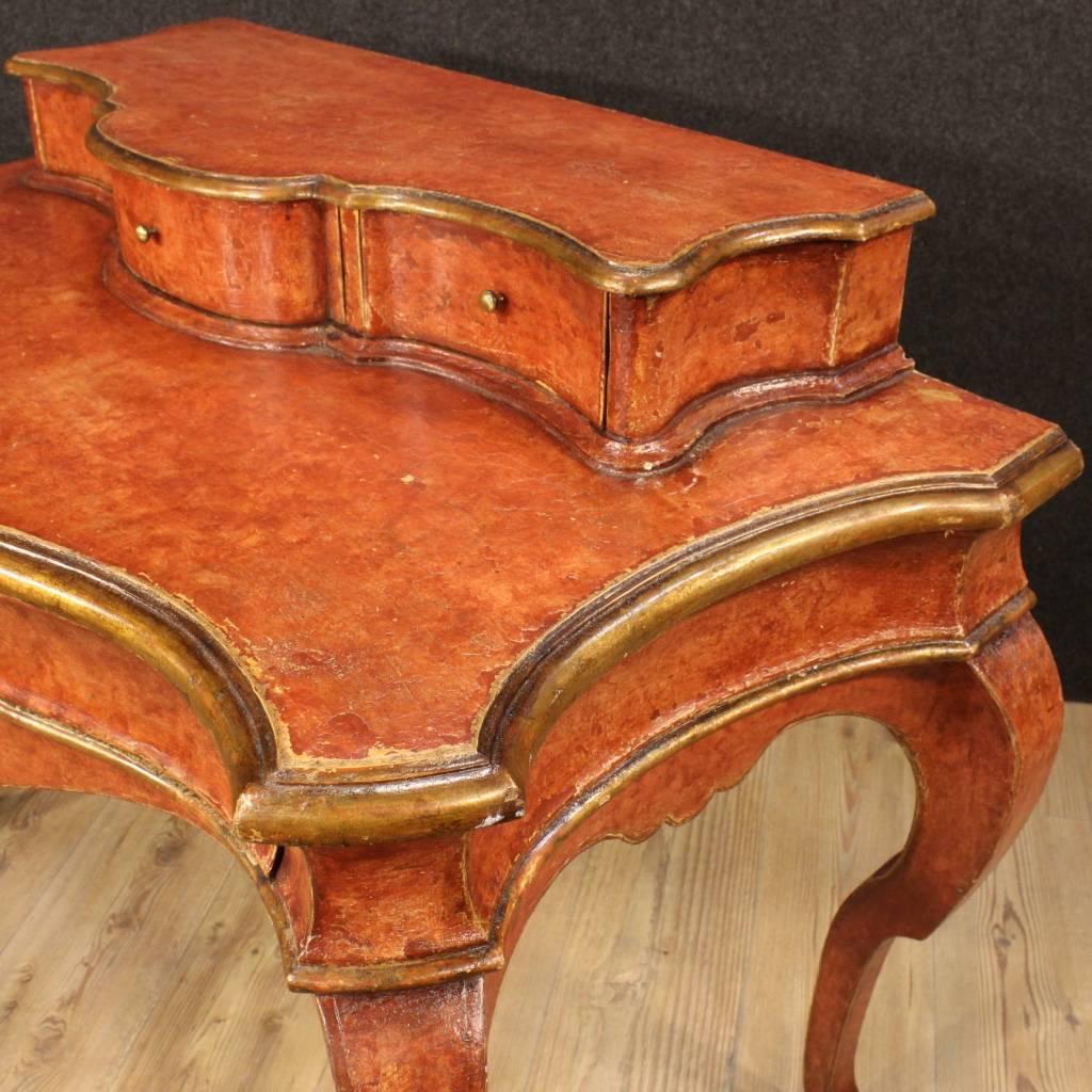Gilt 20th Century Spanish Lacquered and Gilded Writing Desk