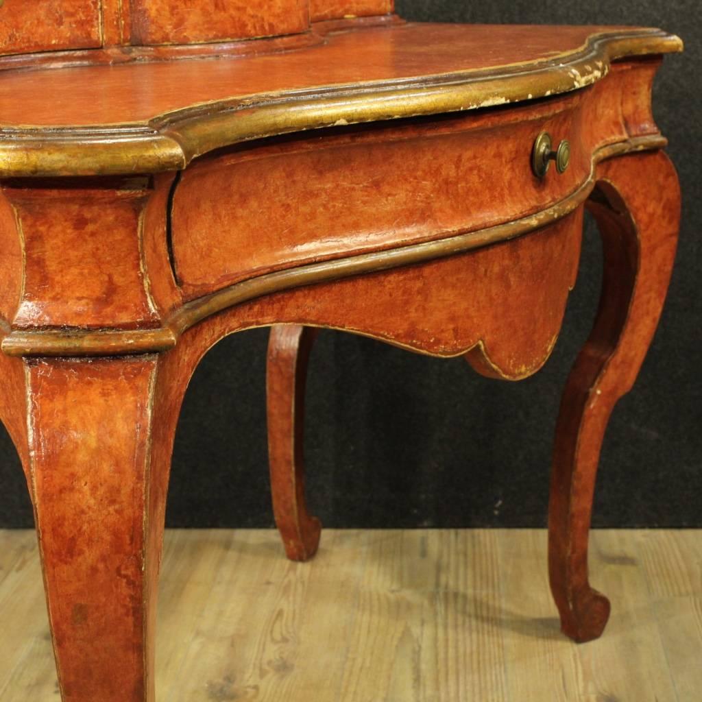 Wood 20th Century Spanish Lacquered and Gilded Writing Desk