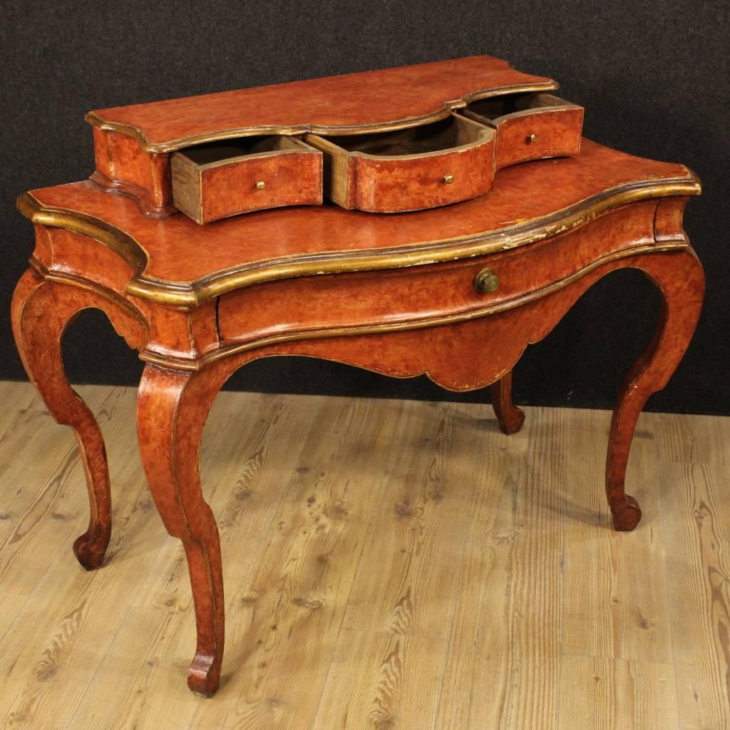 20th Century Spanish Lacquered and Gilded Writing Desk 2