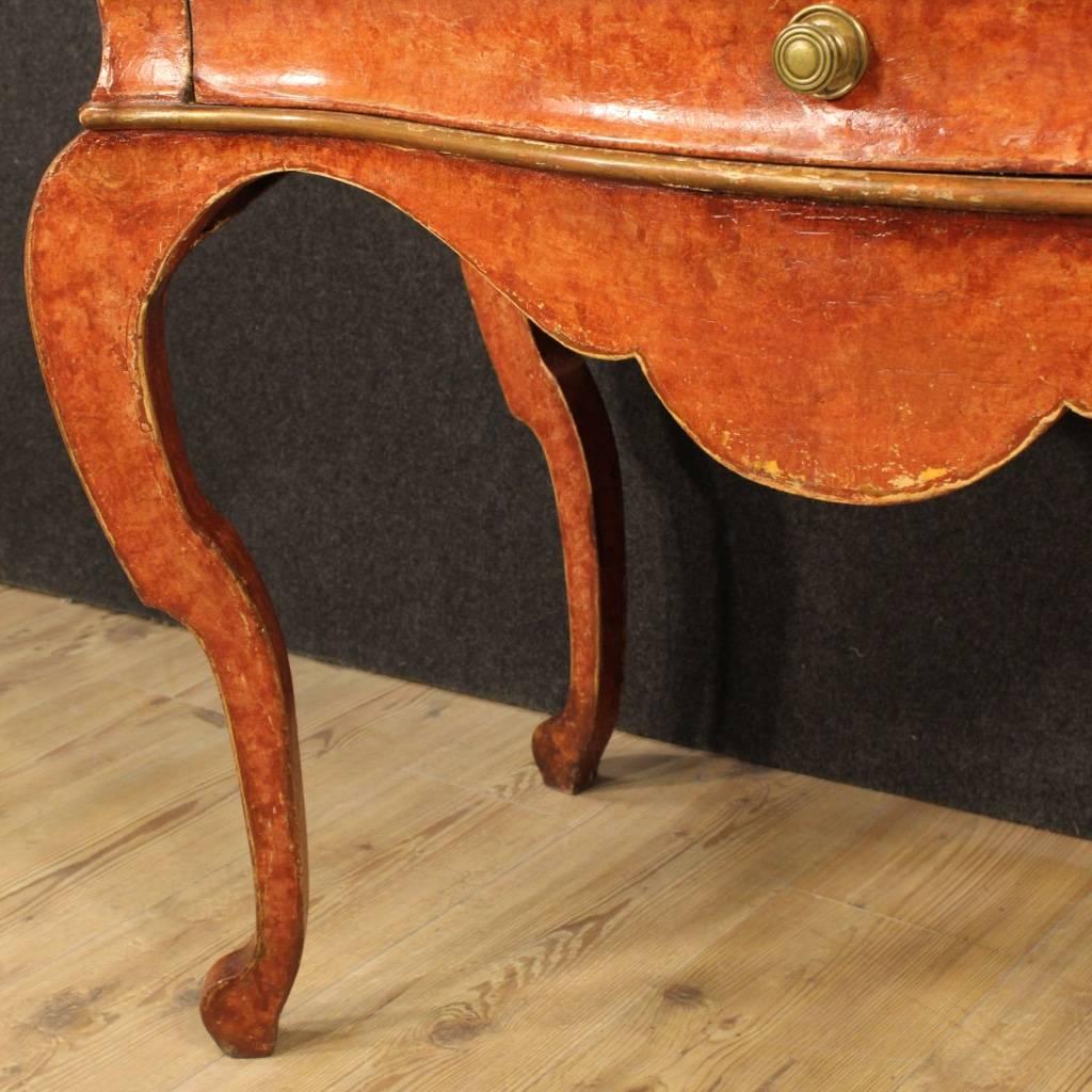 20th Century Spanish Lacquered and Gilded Writing Desk 4