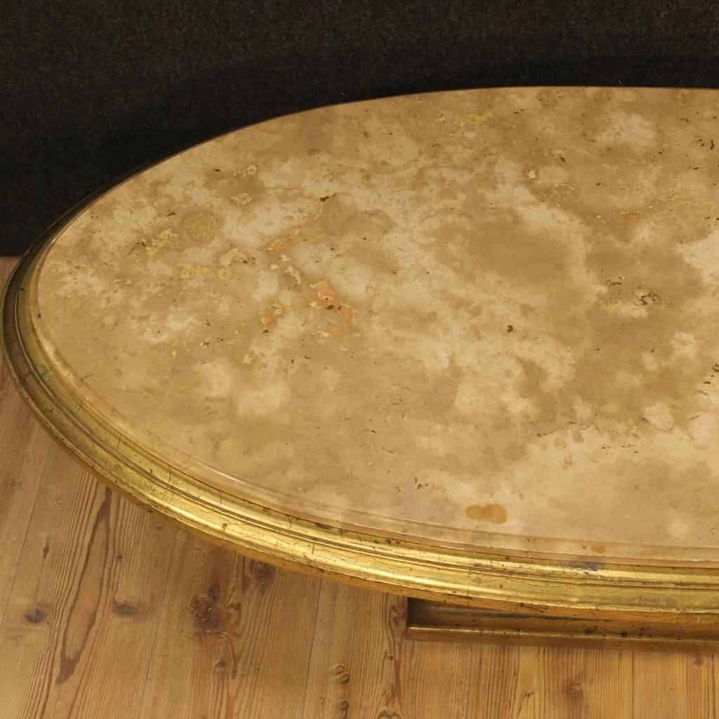 20th Century Italian Golden Coffee Table with Marble Top 1